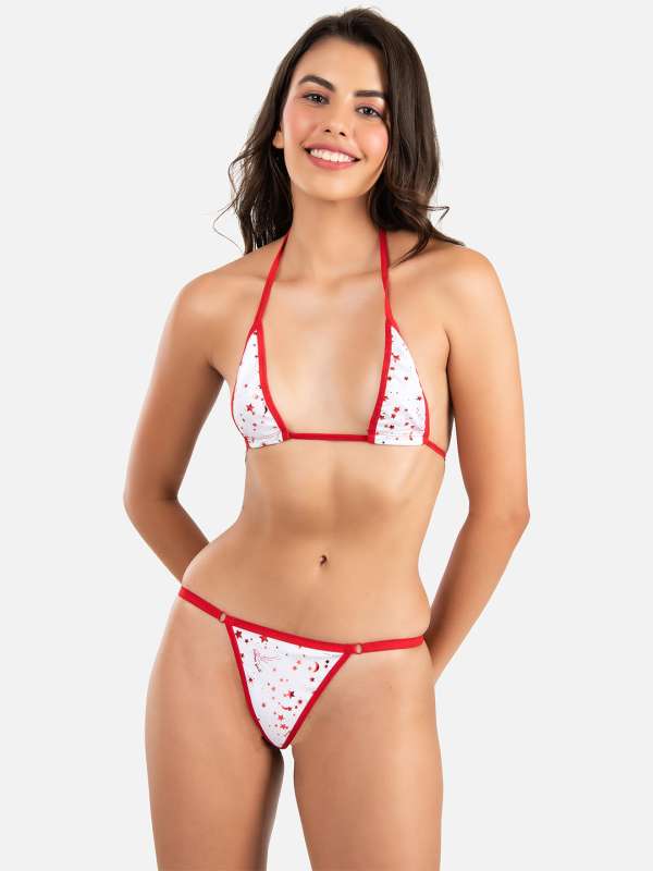 red solid bras and panty set