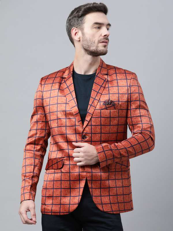 Orange check blazer discount