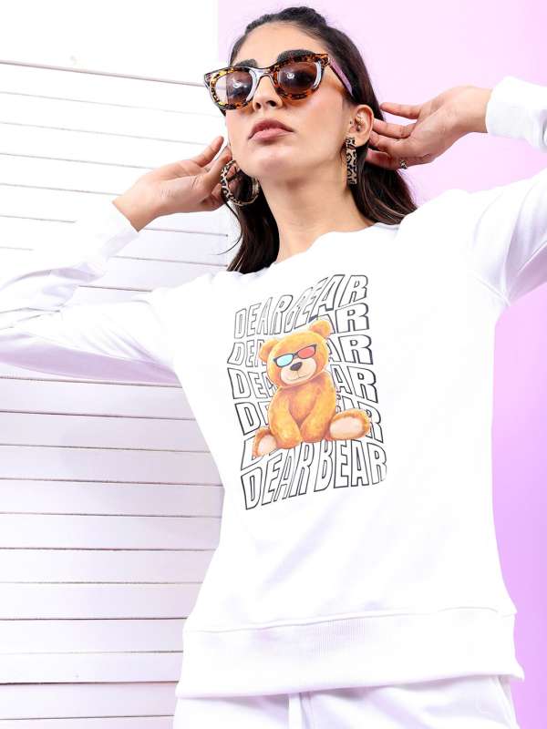 White discount graphic sweater