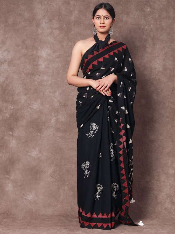Black Cotton Saree Buy Black Cotton Saree online in India