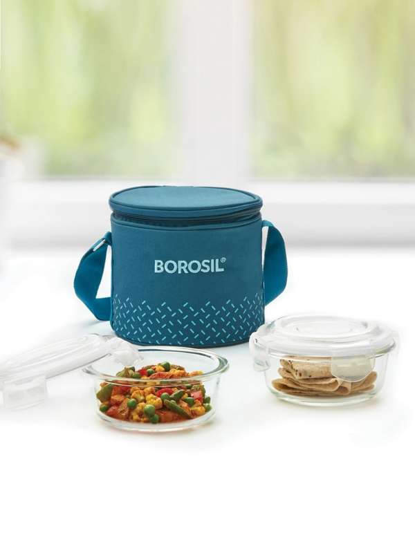 Borosil Lunch Box, Stainless Steel Lunch Box for Office, Set of 2, 180 ml  Each, Silver