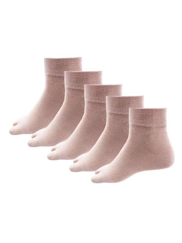RC. ROYAL CLASS Women's Woolen Calf Length Floral Design Thumb Socks (Skin)  - Pack of 3 Pairs