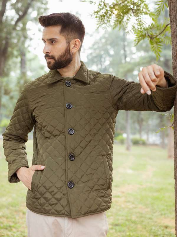 Olive green sale quilted jacket