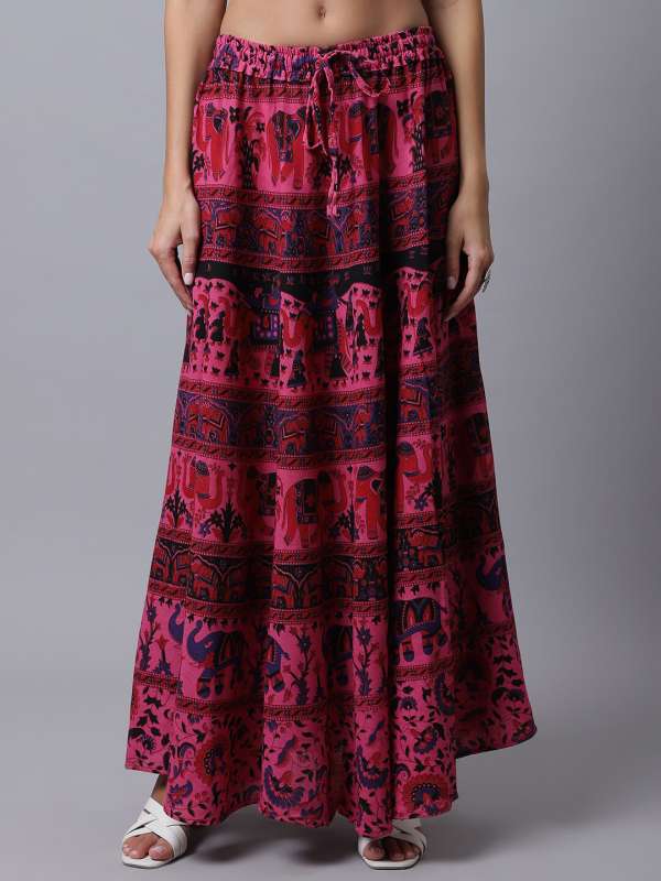 Pink long skirt online deals india