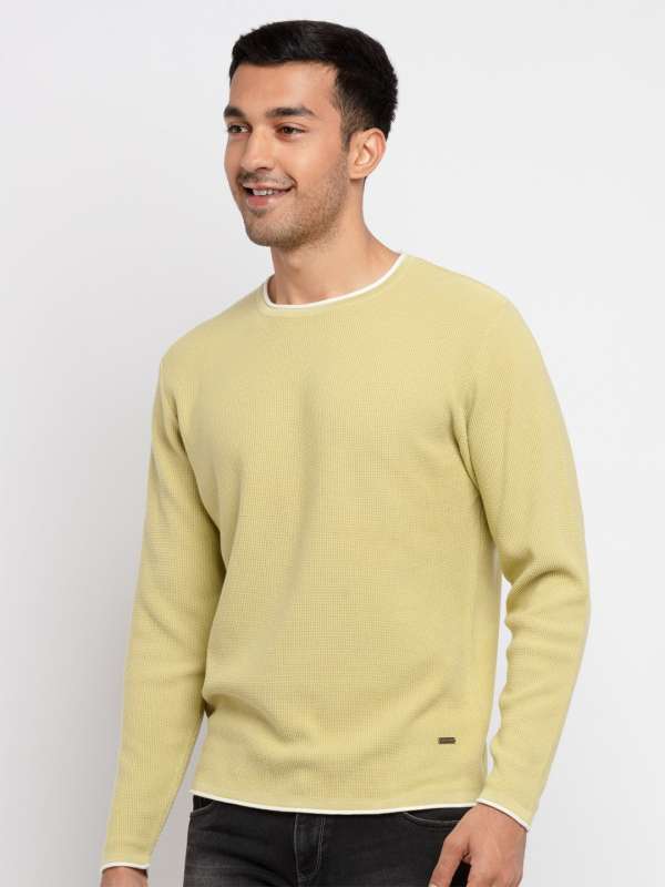 Yellow sweater mens outfit store