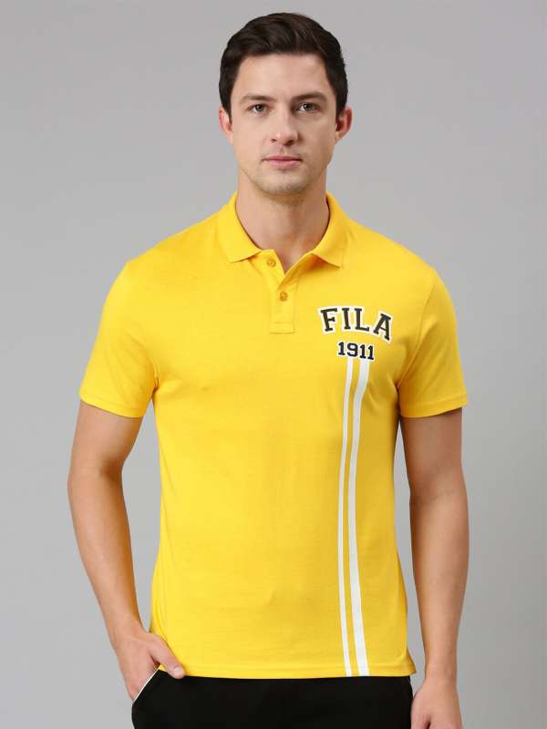 Yellow fila shirt mens best sale