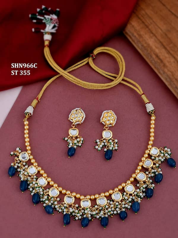 WOMEN FASHION Accessories Costume jewellery set Navy Blue discount 80% Navy Blue/Golden Single Dayaday Blue choker combined with golden beads 