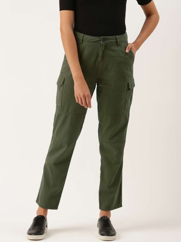 Buy Grey High Rise Cargo Pocket Pants Online In India