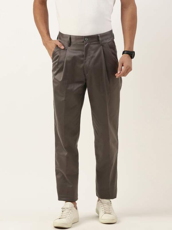 Buy Men Grey Check Slim Fit Formal Trousers Online - 635140 | Peter England