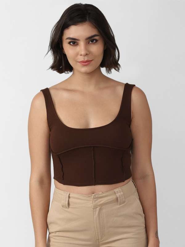 Forever 21 Brown Solid Crop Top 4748911.htm Buy Forever 21 Brown