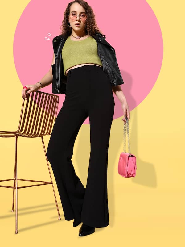 Shop Black Solid Regular Fit Cotton Trousers For Women | सादा /SAADAA-baongoctrading.com.vn