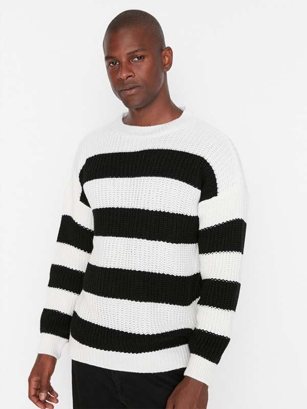 Gray and sales white striped sweater