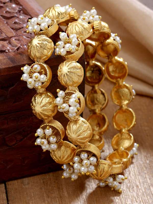 Gold pearl bangles designs online