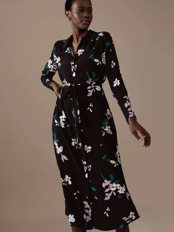 Marks and spencer black sale floral dress