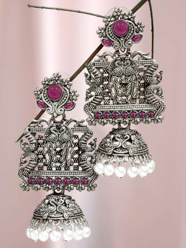 Silver metal jhumka earrings top