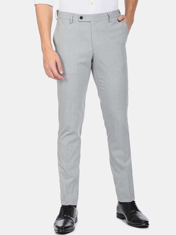 Buy Arrow Men Grey Smart Fit Autoflex Regular Fit Solid Formal Trousers   Trousers for Men 2154693  Myntra
