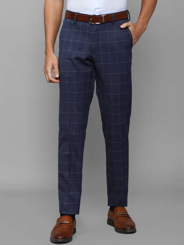 Buy Topman men regular checkered stretchable dress pants navy Online |  Brands For Less