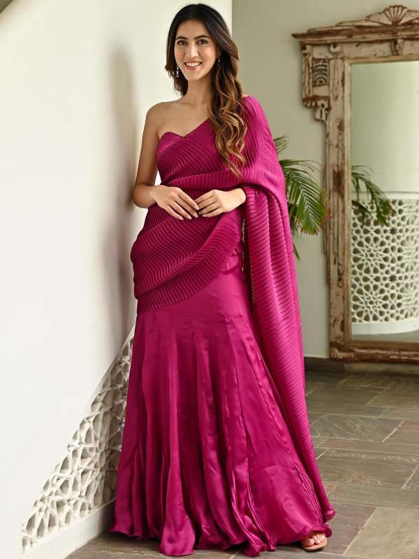 BOUTIQUE STYLE NEW FANCY PARTY WEAR FAUX GEORGETTE CORDING SEQUENCE WORK  AND SEQUENCE RUFFLE LEHENGA SAREE CUM WESTERN GOWN – Prititrendz