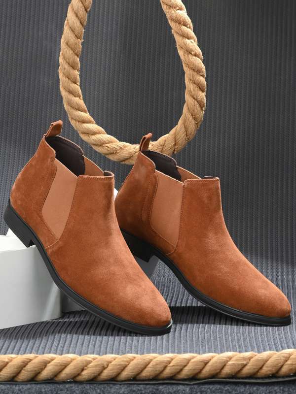 Red tape suede boots top