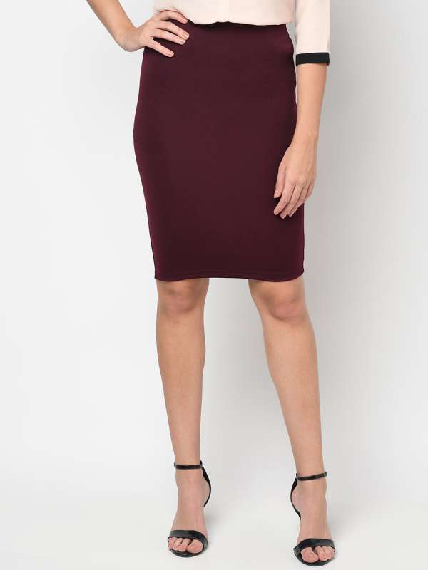 Maroon pencil skirt online india best sale