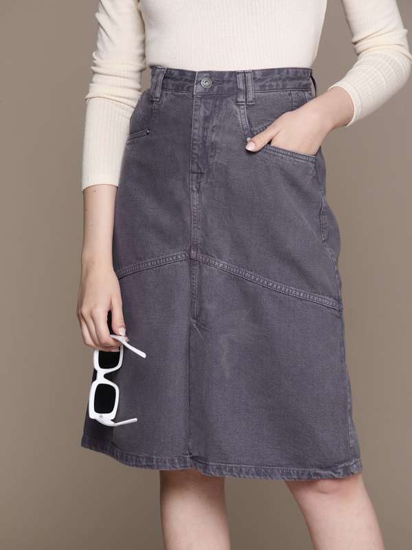 Knee length denim deals skirts online india