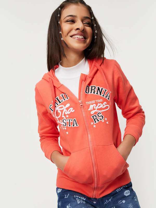 Girls red zip up hoodie cheap