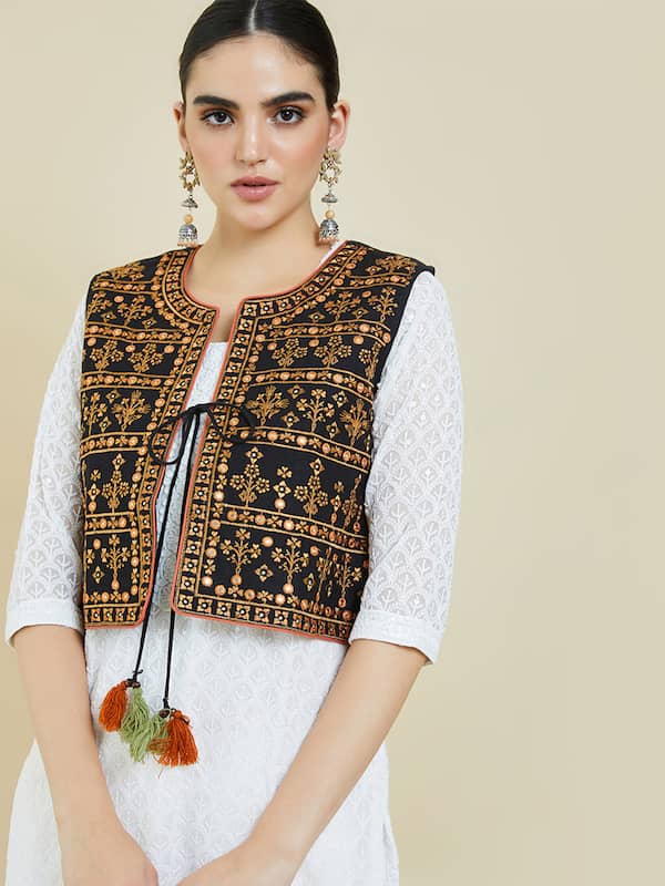 Buy Jaipur Kurti Off White Check Kurta With Jacket for Women's Online @  Tata CLiQ