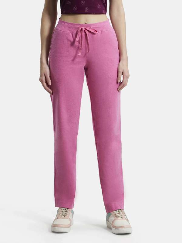 Plain Jockey Women Pink Cotton Sports Pant, Waist Size: 28.0