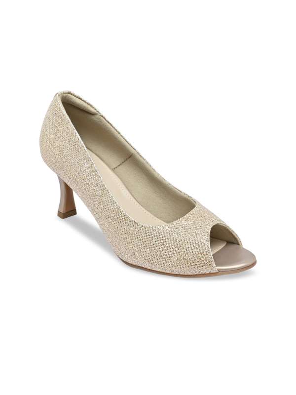 Gold peep toe kitten heels sales