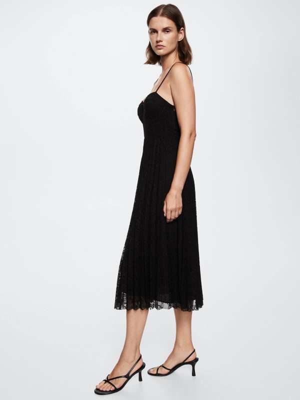 Mango black shop midi dress