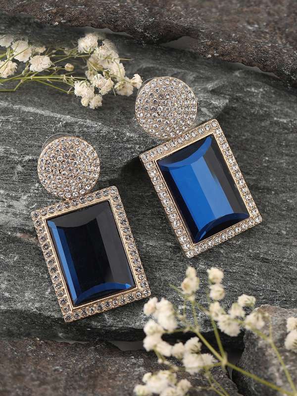 Navy blue and silver earrings clearance