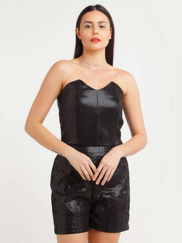 Buy BLACK STRAPLESS CONTRAST LINIED CORSET for Women Online in India