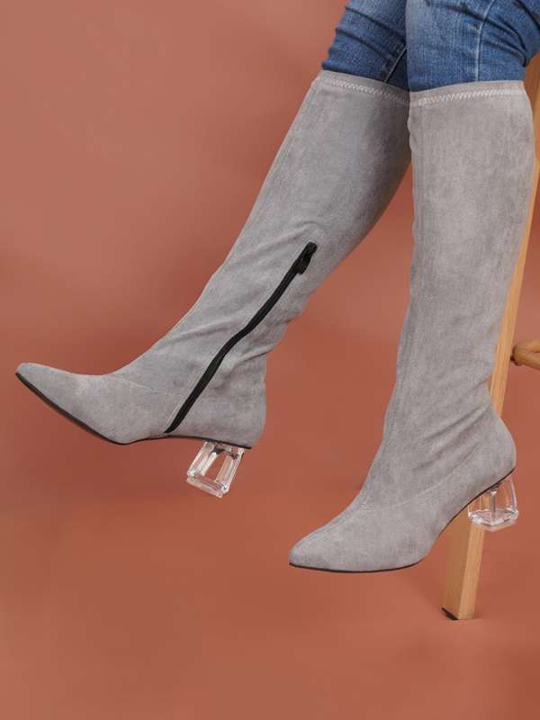 Tall grey boots womens store