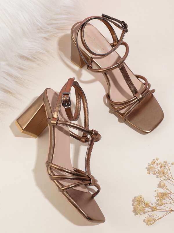 Bronze strappy heels sales