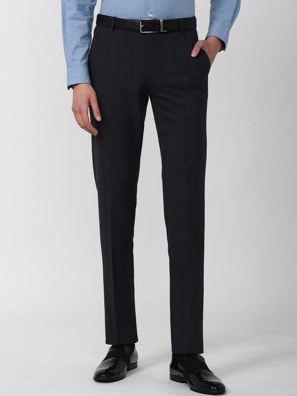 Buy Men Grey Textured Slim Fit Formal Trousers Online - 608617 | Peter  England