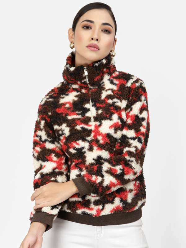 Army print sweatshirt womens clearance