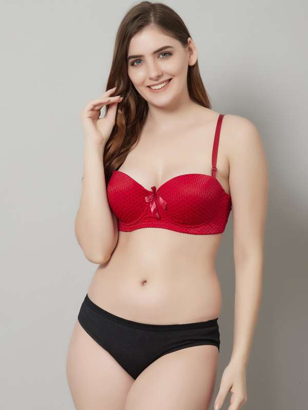 Buy PrettyCat Red Women Cotton Bra & Panty Lace Lingerie Set For