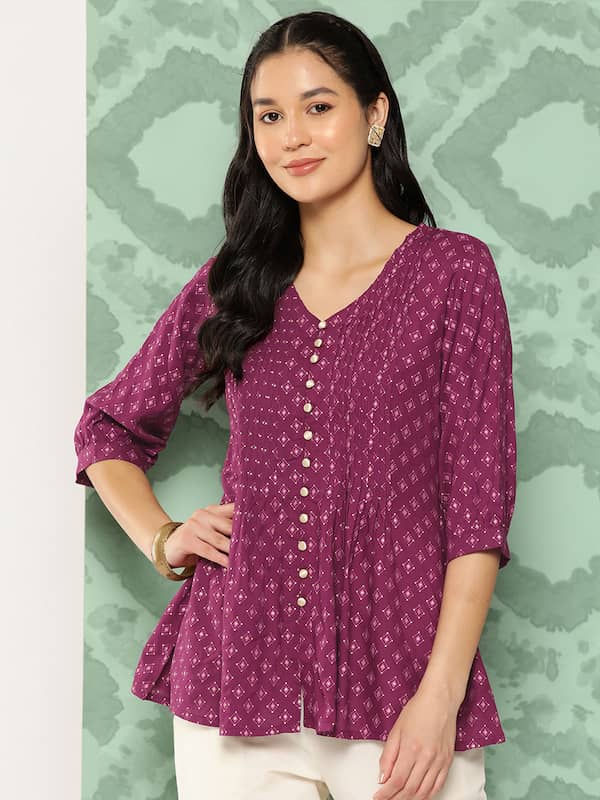 Buy Lilac Floral Printed Short Kurti Online in India -Beyoung