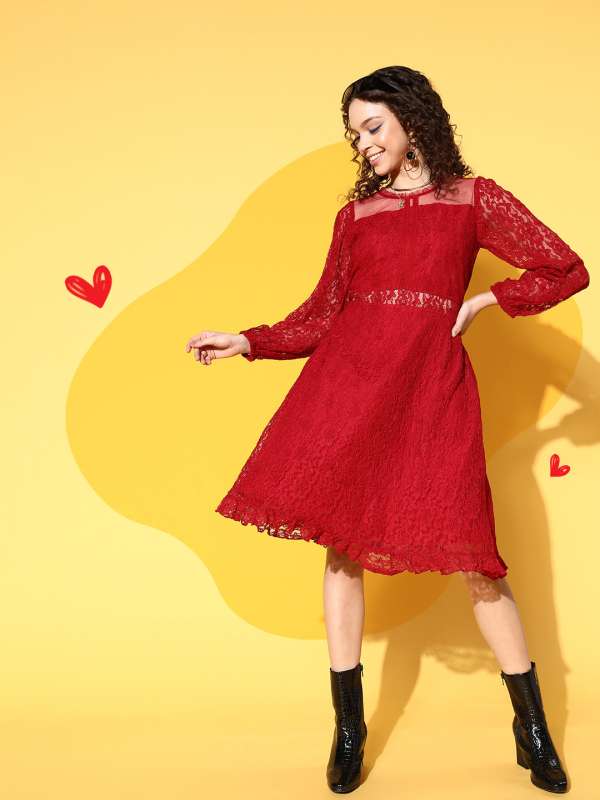 Red gown myntra shop