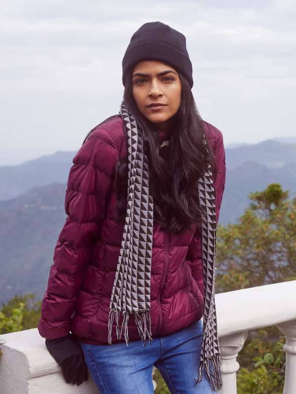 Burgundy puffer jacket women's hot sale