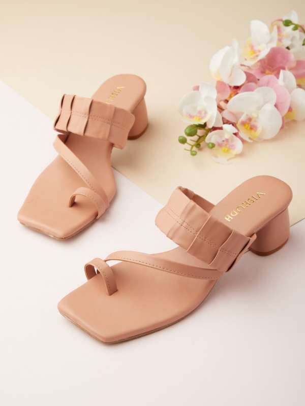 Strappy block heels best sale nude