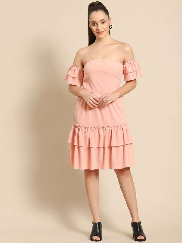Peach dress off store shoulder
