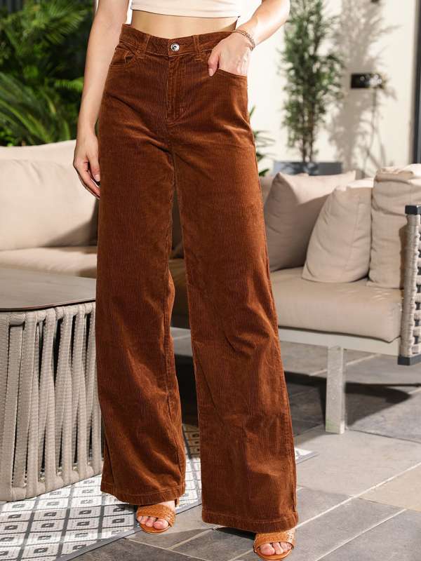 Wide corduroy trousers  Camel  Ladies  HM IN