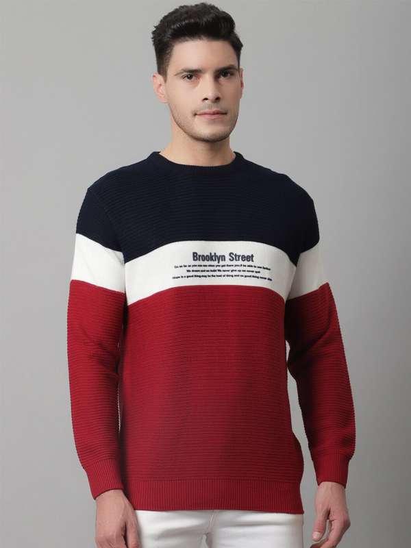 White shirt red sweater on sale