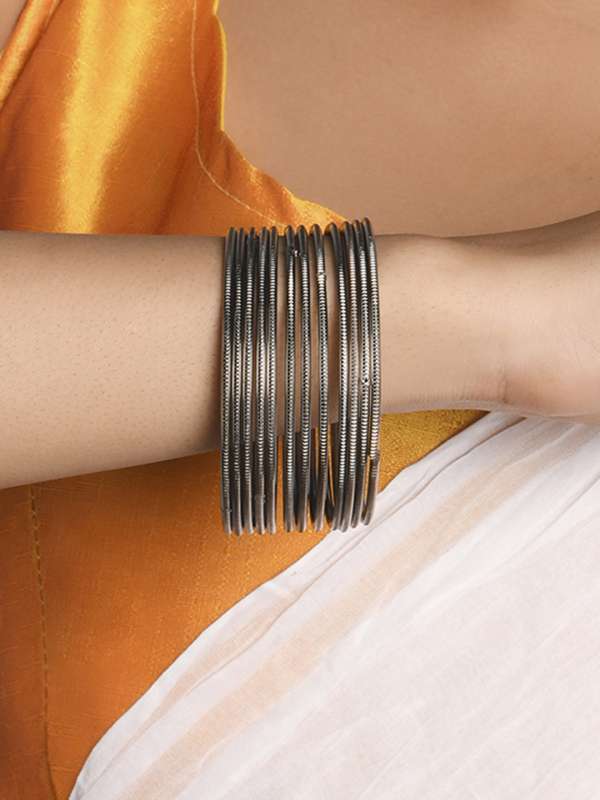 Black metal bangles price store