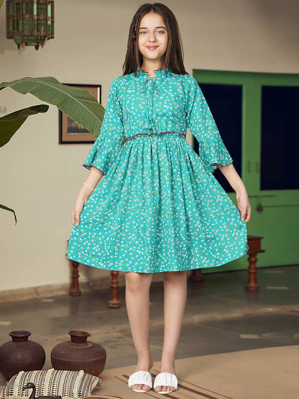 JILMIL Maxi Dresses : Buy JILMIL Girls Shoulder Straps Green Navratri Dress  Online | Nykaa Fashion