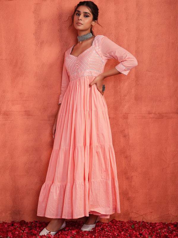 Peach discount colour anarkali
