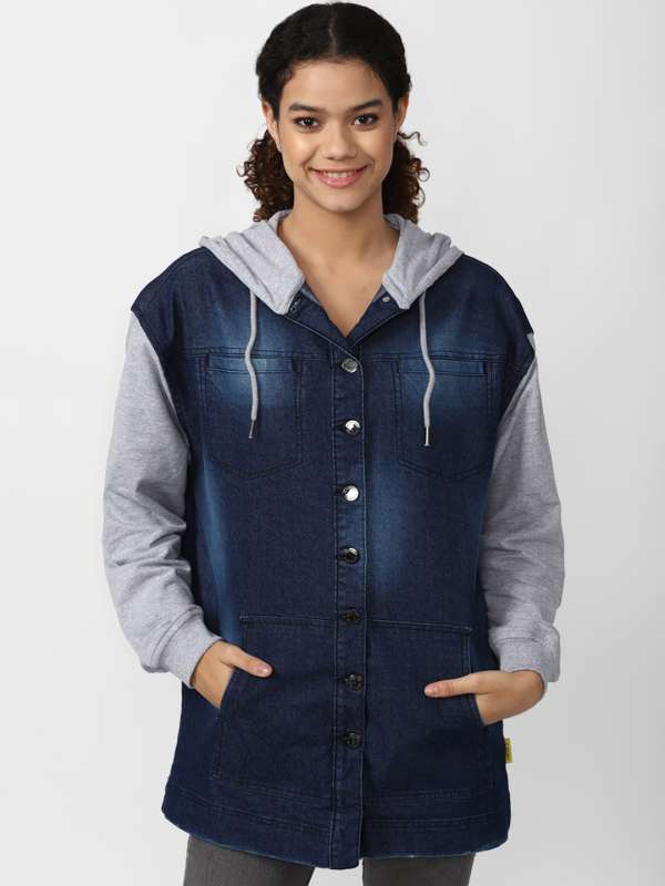 Half black half blue denim jacket hotsell forever 21