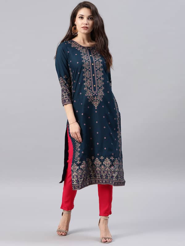 Buy Vishudh Blue Printed Cotton Stitched Kurti Online  574 from ShopClues