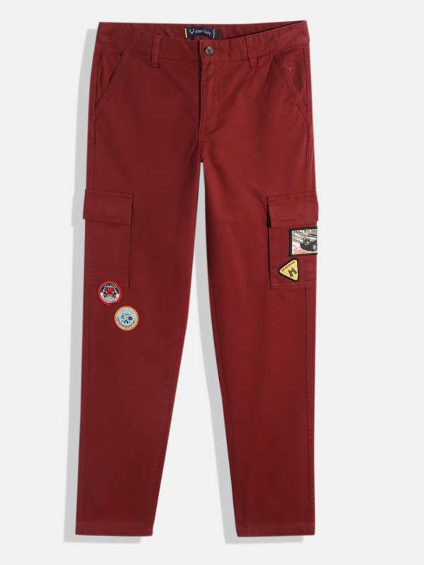 Loose Fit Cargo Trousers Red